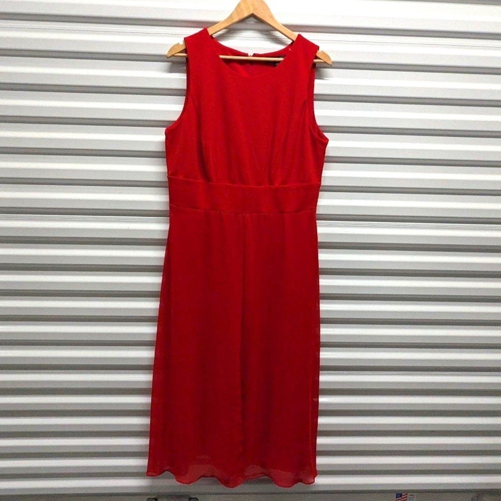 Ethereal Romantic Chiffon Overlay Jumpsuit Wide Leg Red Sangria Size 16 Formal